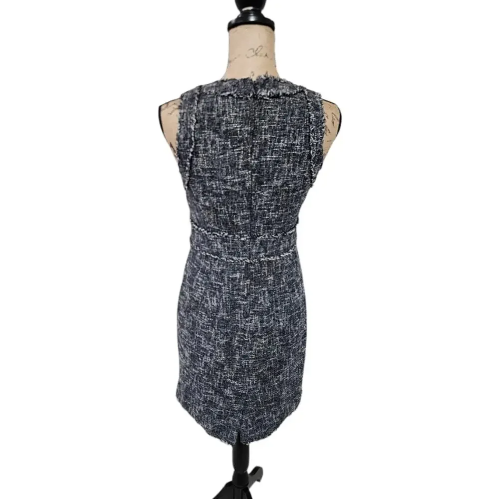 Michael Kors‎ Academia Tweed Dress Navy Blue Size 4 Career Work Shift sleeveless